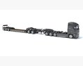 4 Axle Semi Truck With Lowboy Trailer 3D модель