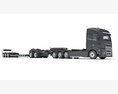 4 Axle Semi Truck With Lowboy Trailer 3d model top view