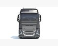 4 Axle Semi Truck With Lowboy Trailer 3D модель front view