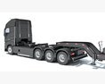 4 Axle Semi Truck With Lowboy Trailer 3D-Modell dashboard