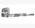 4 Axle Semi Truck With Lowboy Trailer 3D-Modell