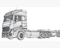 4 Axle Semi Truck With Lowboy Trailer 3D-Modell