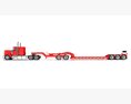 American Semi Truck With Lowboy Trailer 3d model back view