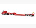 American Semi Truck With Lowboy Trailer 3D 모델  wire render