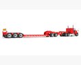 American Semi Truck With Lowboy Trailer 3D 모델  side view