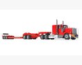 American Semi Truck With Lowboy Trailer 3D 모델  top view
