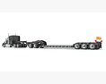 Black Semi Truck With Lowboy Trailer 3D модель wire render