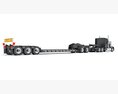 Black Semi Truck With Lowboy Trailer 3Dモデル side view