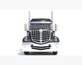 Black Semi Truck With Lowboy Trailer 3d model front view