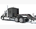 Black Semi Truck With Lowboy Trailer 3d model dashboard