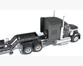 Black Semi Truck With Lowboy Trailer Modello 3D seats
