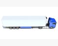 Blue Semi-Truck With Refrigerated Trailer Modello 3D