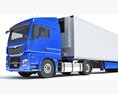 Blue Semi-Truck With Refrigerated Trailer 3Dモデル