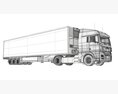 Blue Semi-Truck With Refrigerated Trailer 3d model
