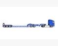 Blue Semi Truck With Lowboy Trailer Modèle 3d