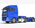 Blue Semi Truck With Lowboy Trailer 3Dモデル