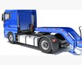 Blue Semi Truck With Lowboy Trailer Modello 3D dashboard