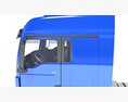 Blue Semi Truck With Lowboy Trailer 3Dモデル seats