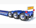 Blue Semi Truck With Lowboy Trailer 3D 모델 
