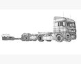 Blue Semi Truck With Lowboy Trailer 3D модель