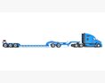 Blue Semi Truck With Platform Trailer Modelo 3d
