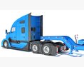 Blue Semi Truck With Platform Trailer Modello 3D dashboard