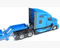 Blue Semi Truck With Platform Trailer Modello 3D seats