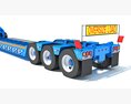Blue Semi Truck With Platform Trailer 3D模型