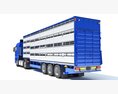 Blue Truck With Animal Transporter Trailer Modelo 3D