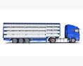 Blue Truck With Animal Transporter Trailer 3D модель
