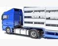Blue Truck With Animal Transporter Trailer Modello 3D dashboard