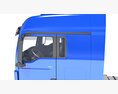 Blue Truck With Animal Transporter Trailer Modèle 3d seats