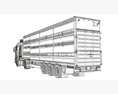 Blue Truck With Animal Transporter Trailer 3D модель