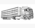 Blue Truck With Animal Transporter Trailer 3D模型