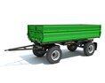 Green Two-Axle Farm Utility Trailer 3Dモデル