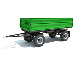 Green Two-Axle Farm Utility Trailer 3D-Modell