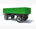 Green Two-Axle Farm Utility Trailer 3Dモデル wire render
