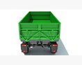 Green Two-Axle Farm Utility Trailer 3Dモデル side view