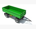 Green Two-Axle Farm Utility Trailer 3Dモデル top view