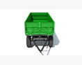Green Two-Axle Farm Utility Trailer 3D-Modell Vorderansicht