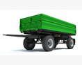 Green Two-Axle Farm Utility Trailer 3D-Modell clay render