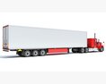 Red Classic Semi-Truck With Refrigerated Trailer 3D-Modell Seitenansicht