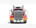Red Classic Semi-Truck With Refrigerated Trailer 3D模型 正面图