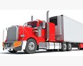 Red Classic Semi-Truck With Refrigerated Trailer 3D модель