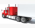 Red Classic Semi-Truck With Refrigerated Trailer Modelo 3D dashboard