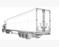 Red Classic Semi-Truck With Refrigerated Trailer Modèle 3d