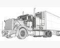 Red Classic Semi-Truck With Refrigerated Trailer Modello 3D