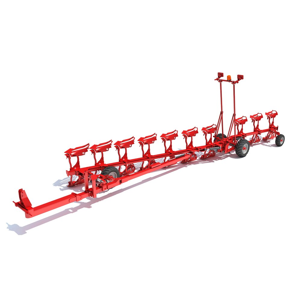 Semi Mounted Farm Plough Modello 3D