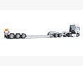 Semi Truck With Platform Trailer 3Dモデル side view