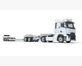 Semi Truck With Platform Trailer 3D-Modell Draufsicht